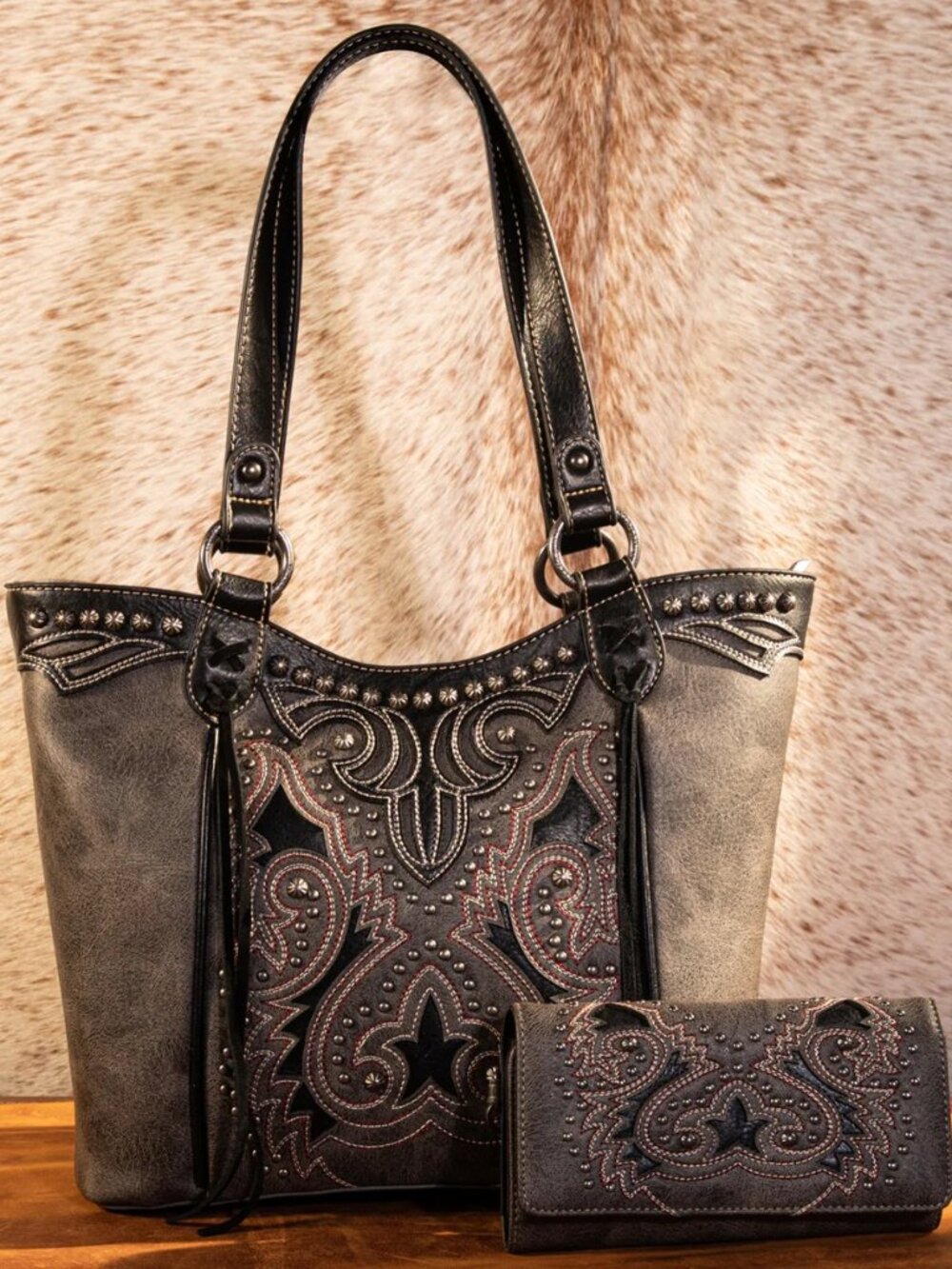 Montana West Cut-Out Collection Concealed Carry Tote D with Wallet